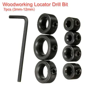 Кольцевой фиксатор глубины, позиционер, кольцевой локатор, 7 шт., 3-12 мм, сверла, инструменты для деревообработки с направляющей шестигранного ключа