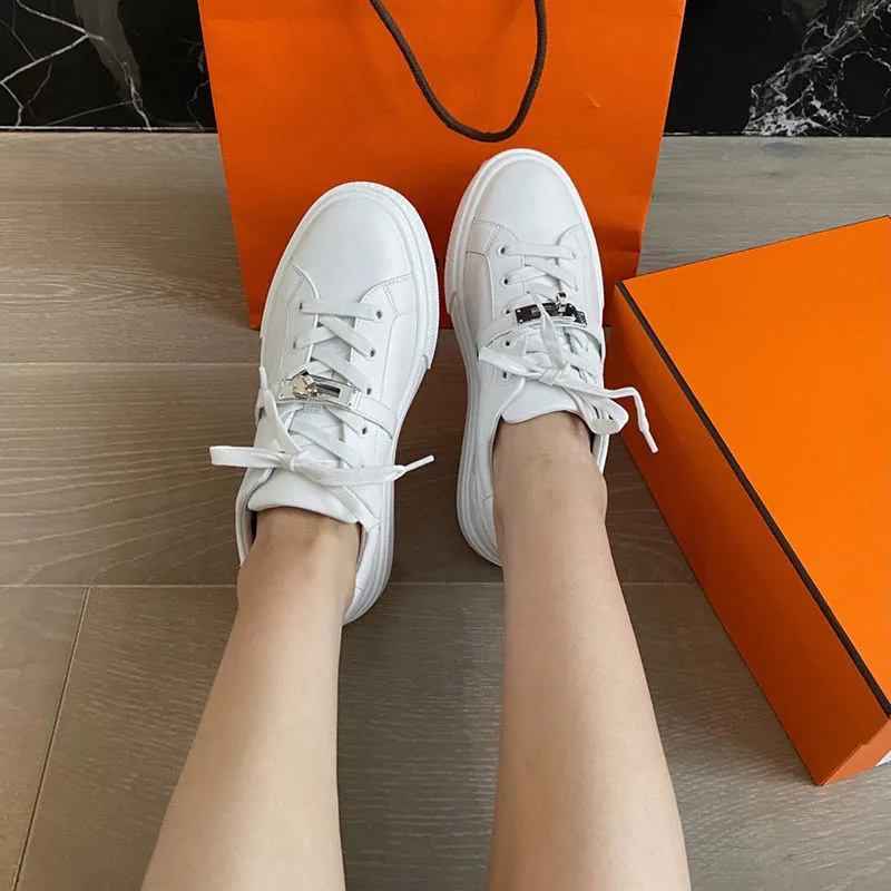 

Women Casual White Leather Sneaker New Ladies Sports Shoes Fashion Shoe Flats Female Trendy High Quality Comfortable Sport Shoes