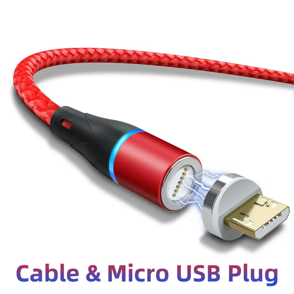 Red Micro cable ANMONE type C Магнитный кабель Android Micro USB кабели Мобильный планшет быстрое зарядное устройство магнитный шнур телефон зарядка данных USB кабели - Цвет: Red Micro cable