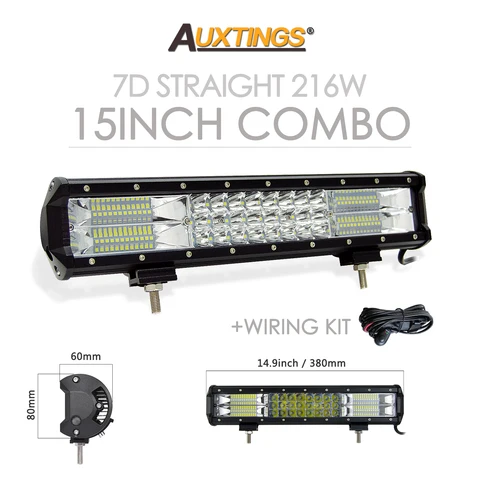 Auxtings 12-45in 180W-612W Tri-Row 7D Светодиодная панель Offroad Led Bar Combo Светодиодная рабочая панель для грузовика SUV ATV 4x4 4WD 12v 24V