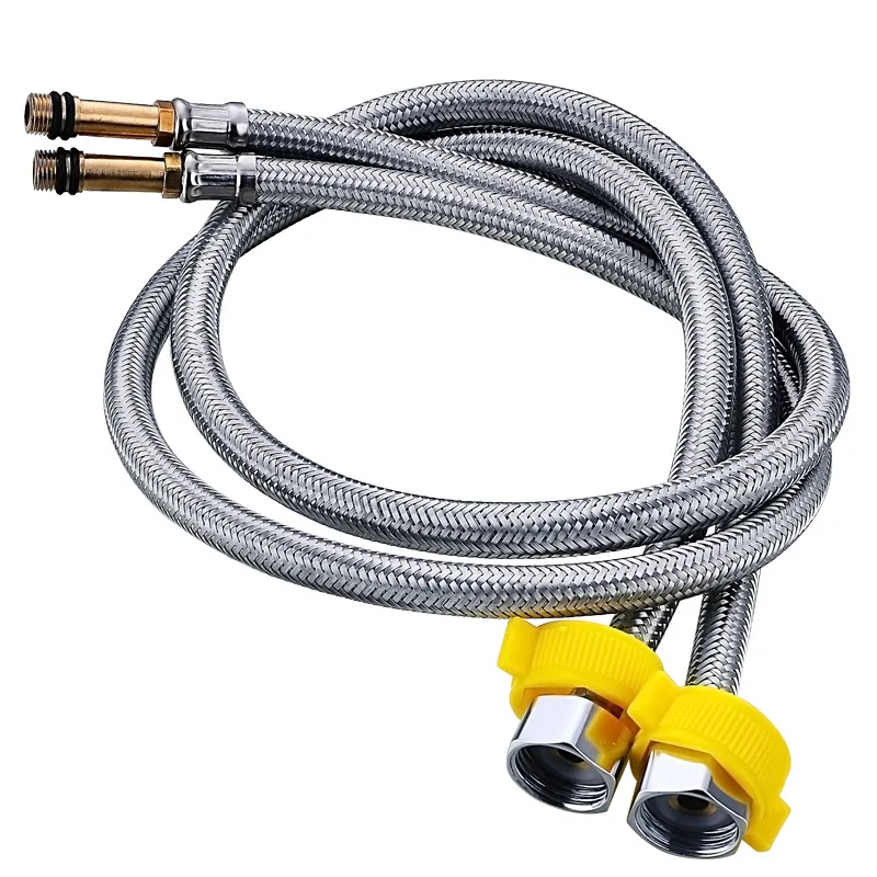 

304 Stainless Steel Braided Water Inlet Pipe 60Cm Washbasin / Toilet / Water Heater Cold and Hot 4-Point Explosion-Proof Hose