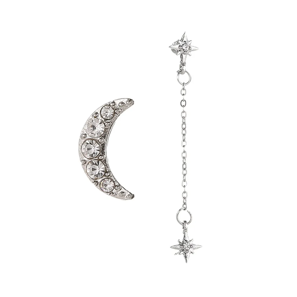 Statement Ear Stud Fashion Sweet And Cute Personality Creative Flash Drill Hollow Star Moon Earring Kolczyki Dla Kobiet | Украшения и