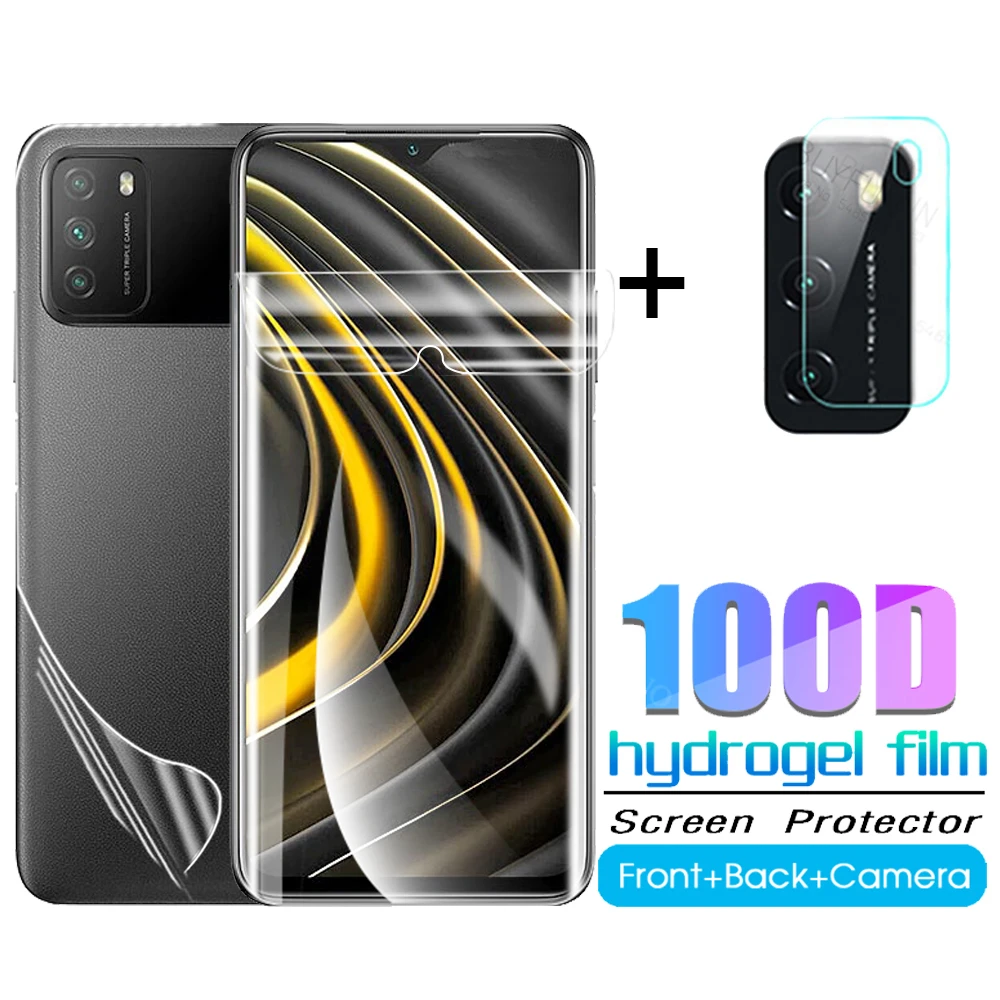 3 в 1 матовая Гидрогелевая пленка для Xiaomi Poco M3 передняя и задняя линзы камеры