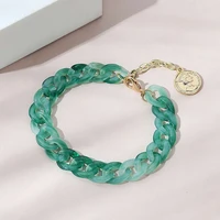 b2414 zwpon acetate link chain bracelets for women acrylic plastic bracelets embossed disc charm bracelets jewelery wholesale