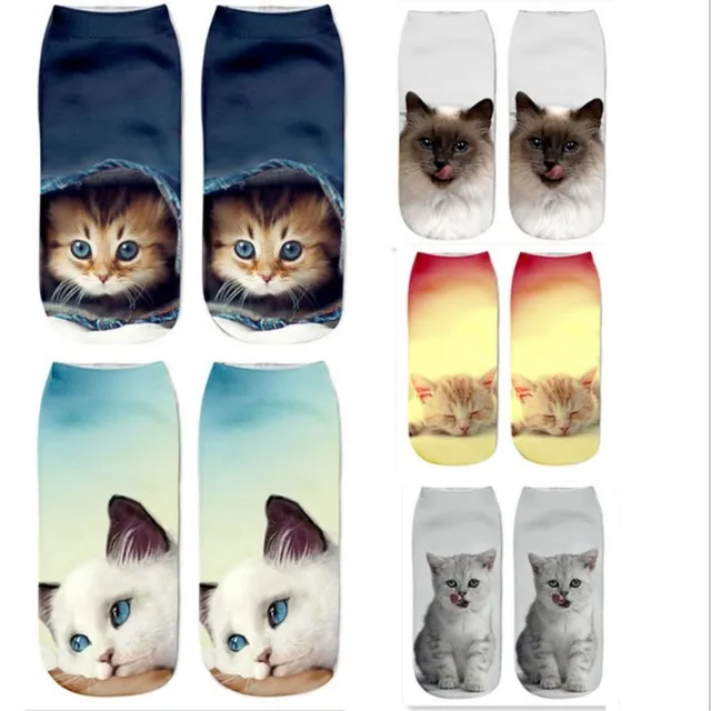 

Popular printed socks cartoon 3D printed socks harajuku cat 3D printed boat socks