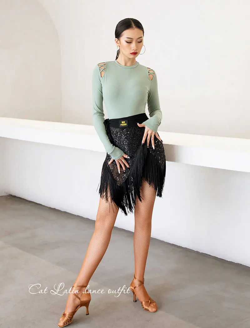 Юбка для латиноамериканских танцев сексуальные танцевальные юбки с бахромой