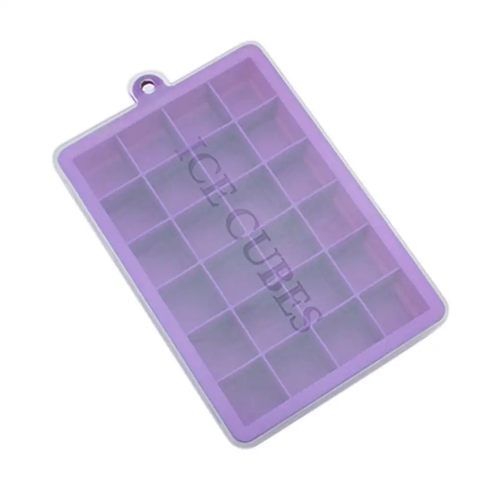 24-Grid Purple 15/24 сетка силиконовая форма для льда лоток с крышкой, нескользящий лед Tong, льда производитель кубиков фруктового льда, аксессуары для кухни с барной стойкой - Цвет: 24-Grid Purple