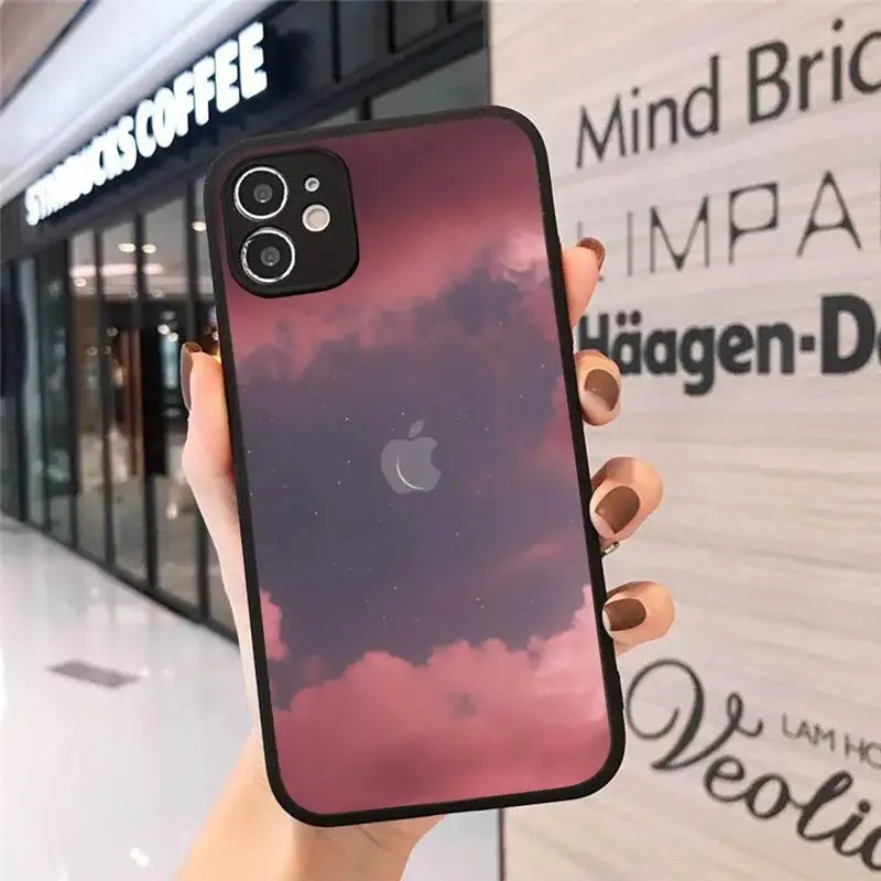 

Sweet sky pink Cloud Phone Case For iPhone 12 11 Mini Pro XR XS Max 7 8 Plus X Matte transparent cover