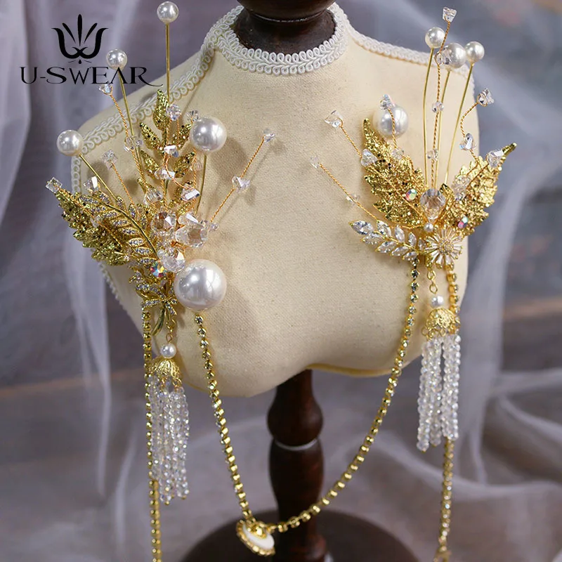 Роскошная золотая заколка для волос ручной работы из сплава циркония повязка на