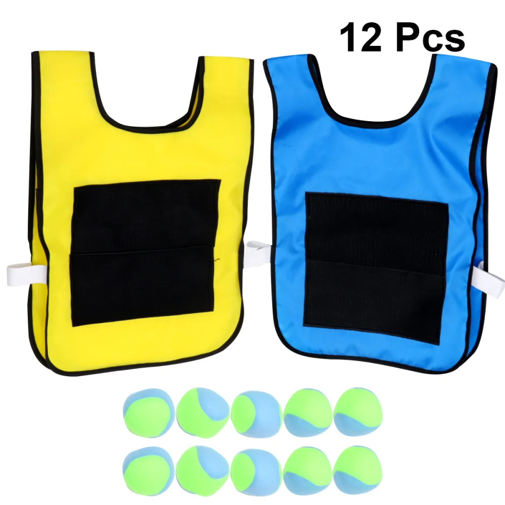 

1 Set Children Sticky and Vest Game Props Sticky Vest Group Plaything for Home School (Red, Yellow Vest and 10 Pcs Spo