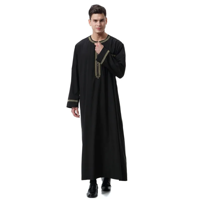 2021 new New Men's islamic clothing Embroidery Muslim abaya moroccan saudis arab Caftan dubai Thobe turkish robes for male
