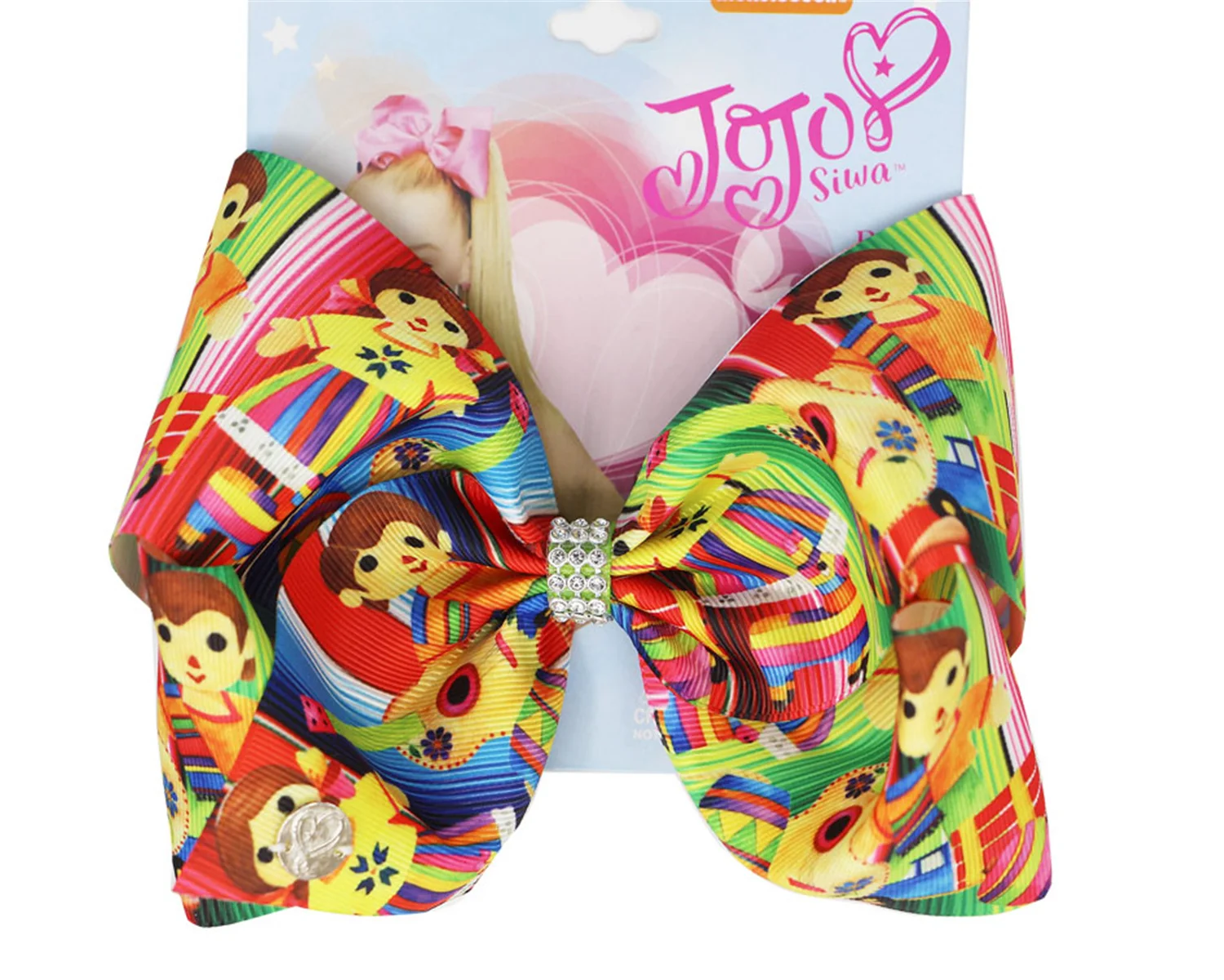 2021 NEW Cartoon girl print ribbon bowknot 7inch hair Bow Hair Clip Handmade FOR KIDS GIRLS Hair Clips Hair Accessories 12pcs/