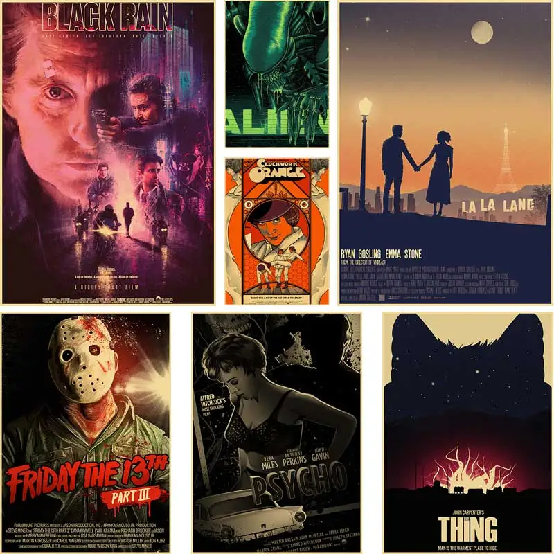 

Vintage Classic Horror Movie Series Posters Kraft Paper The Thing/Clockwork Orange Poster Home Decor Home Room Bar Wall Stickers