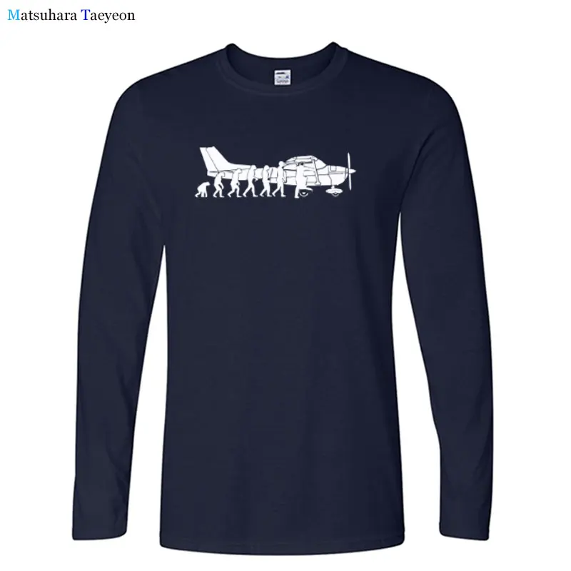 Осенняя мужская футболка с принтом в виде летчика-самолета Evolution Забавные