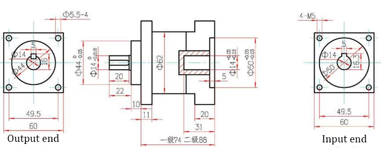 Коэффициент скорости 3:1 Планетарный редуктор фланец редуктора 60 мм для NEMA24