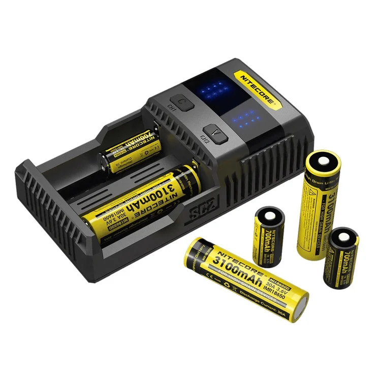 

topsale NITECORE SC2 Intelligent Charging 3A Speedy charge Superb Battery Charger with 5A Total Output + 18650x 2 Batteries