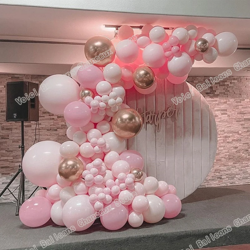 

119pcs Double Macaron Pink Balloons Garland Wedding Decoration Baby Shower Birthday Decor 4D Rose Gold Color Ballon Arch Globos