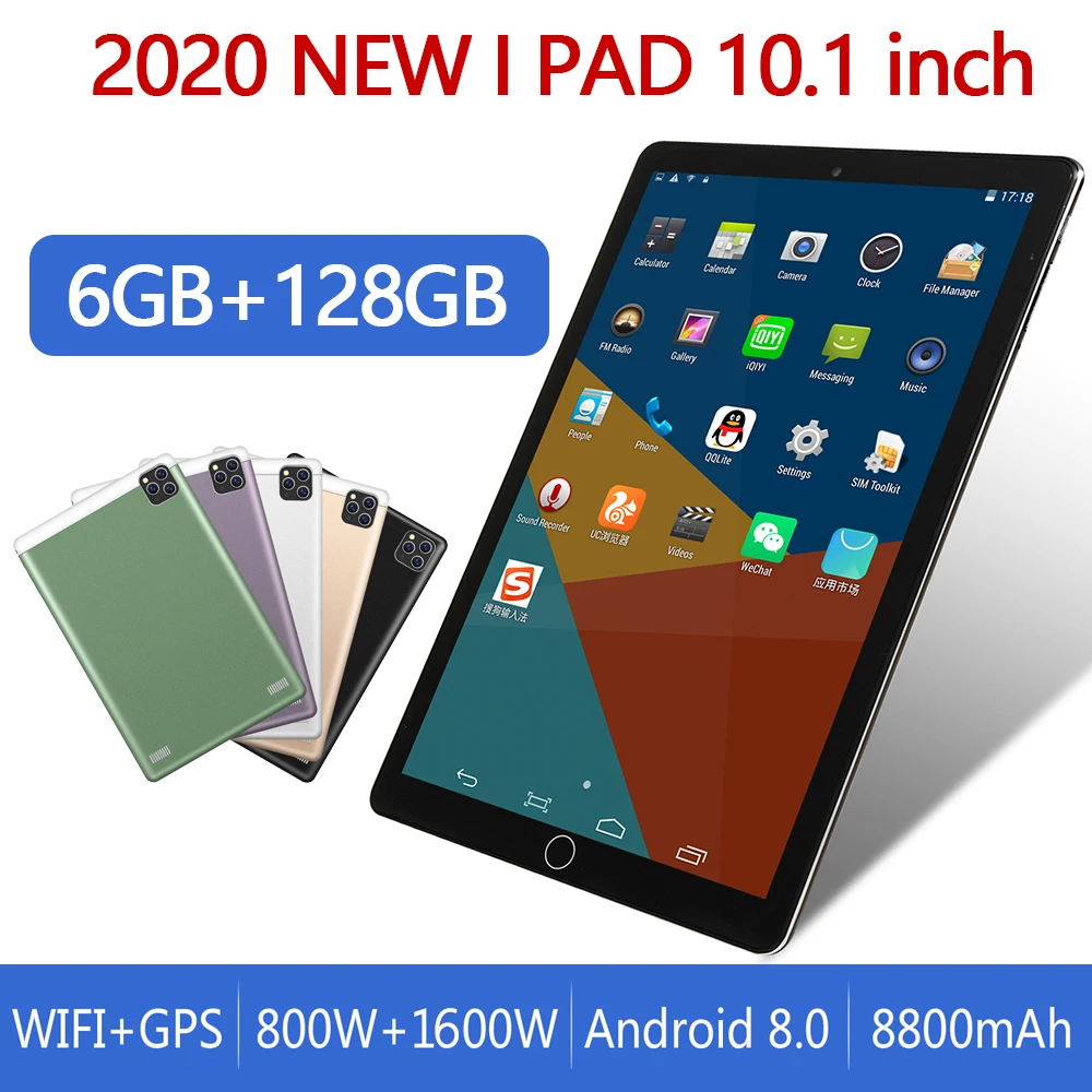 Планшетный ПК 10 1 дюймов WPS Office Google Play WIFI GPS Аккумулятор 8800 мАч ядер 6 ГБ ОЗУ 128 Гб ПЗУ