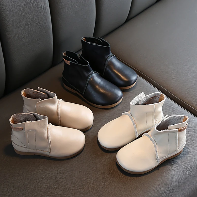 

Осенняя Корейская версия кожаных ботильонов Dolakids для девочек, детские ботинки-мартинсы из воловьей кожи, костюм для 1-3-6 лет