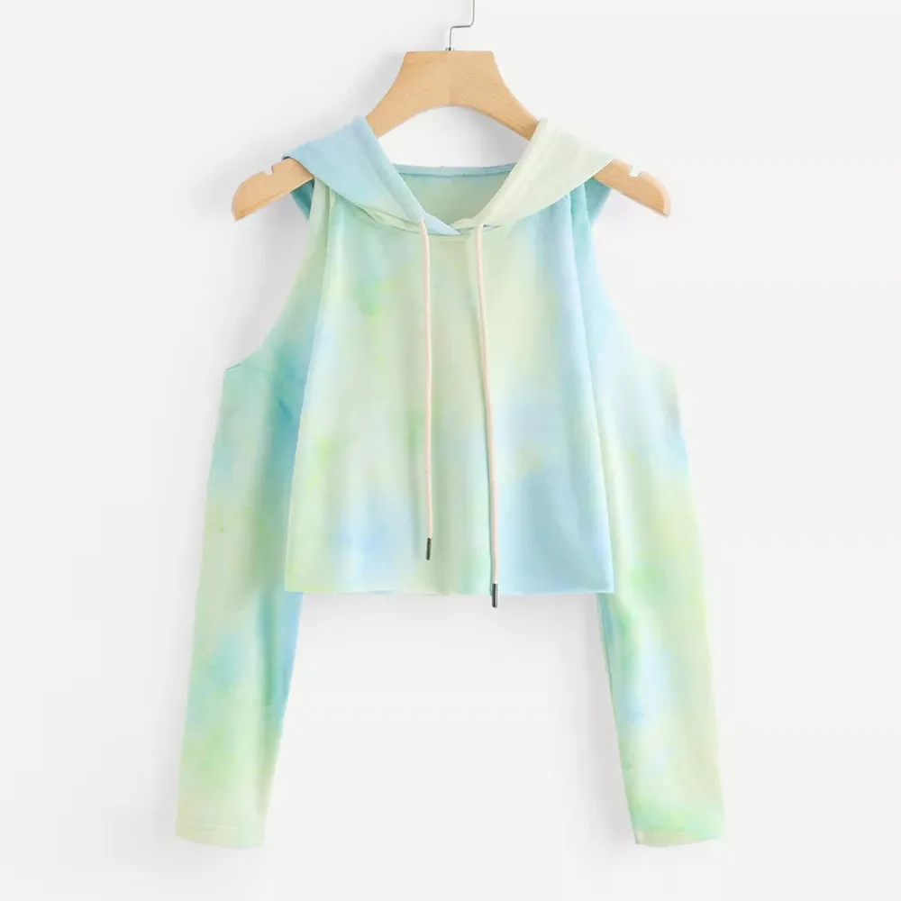 Женская толстовка без бретелек с принтом свитер пуловер длинными рукавами топы