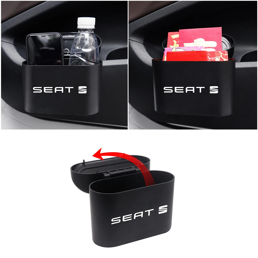 

Car Trash Can Interior Organizer Storage Box Case Holder Auto Storage Bin Accessories for Seat Leon 5f Ibiza 6l 6j Leon 1p Cushi