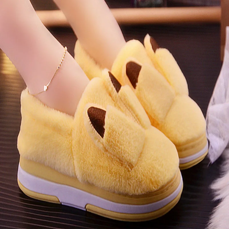 

House Fuzzy Shoes Women Home Slippers Winter Warm Shoes Women's Slippers With Ears 2020 Furry Slippers Ladies Shoes Cute Plush