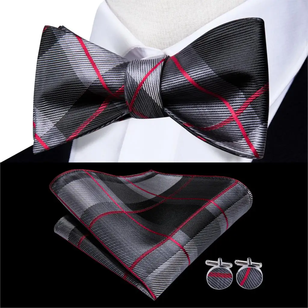 Мужской галстук бабочка черный/красный/клетчатый для свадьбы LH 2007|Мужские