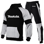 Мужской спортивный костюм с вышивкой Makita Logo 2021, комплект из 2 предметов, толстовка с капюшоном и брюки, спортивный костюм, мужская спортивная одежда с принтом
