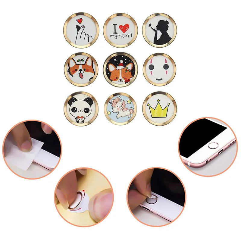 

2020 Cartoon Cute Touch Home Button Sticker For IPhone 5 6 6S 7 8 Plus For Ipad Air Mini Fingerprint Identification Keypad