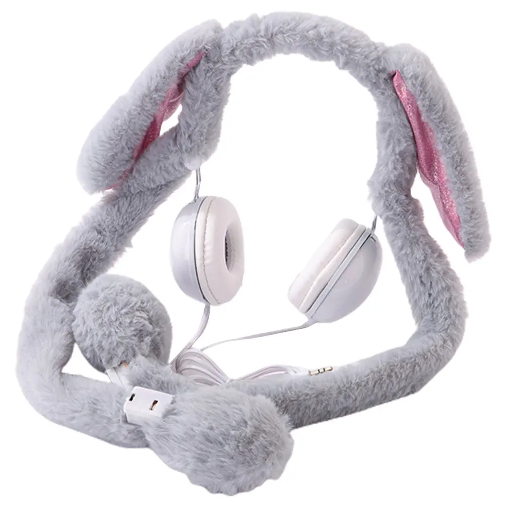 Игровая гарнитура с кроличьими ушами стерео бас шум 3 5 мм проводные наушники