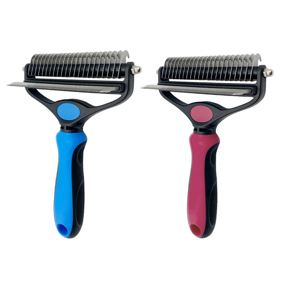 

2 in 1 Pet Comb Stainless Steel Open Knot Brush Cats Dogs Long Hair Tangles Removal Grooming Shedding Rake Knife Comb Tool