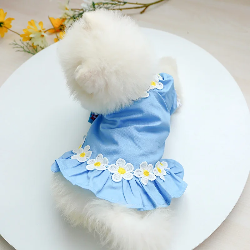 

Red plaid cardigan dog clothing flower puppy french bulldog dress skirts spring summer pets clothes for small dogs cats skirt