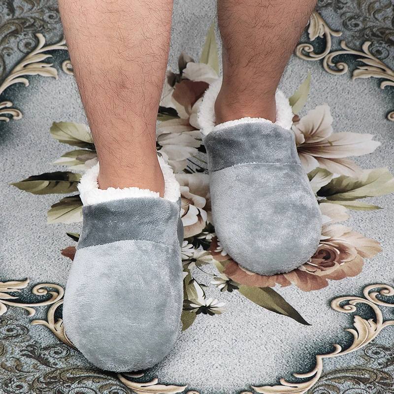 house slippers male big size 48 winter slippers for men suede plush floor shoes lazy shoes soft warm socks slippers free global shipping