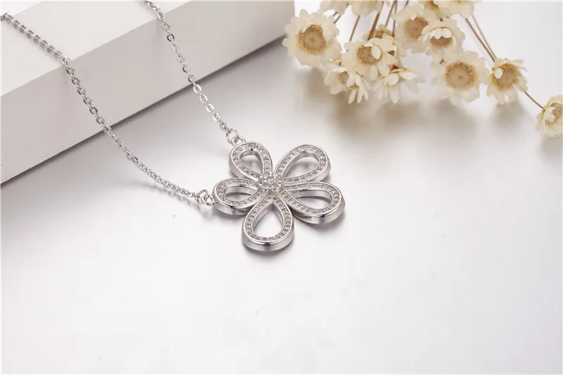 Женское ожерелье из серебра 925 пробы с подвеской в виде цветка | Украшения и