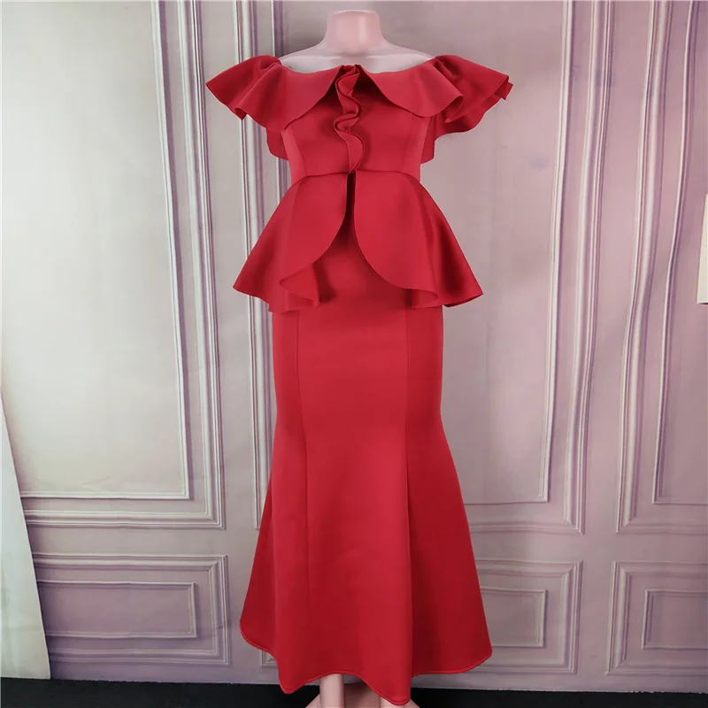 Женские вечерние платья макси красное рождественское платье с открытыми плечами