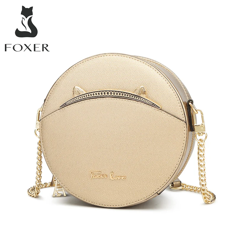 Повседневная круглая Наплечная Сумка FOXER для девочек шикарная Роскошная