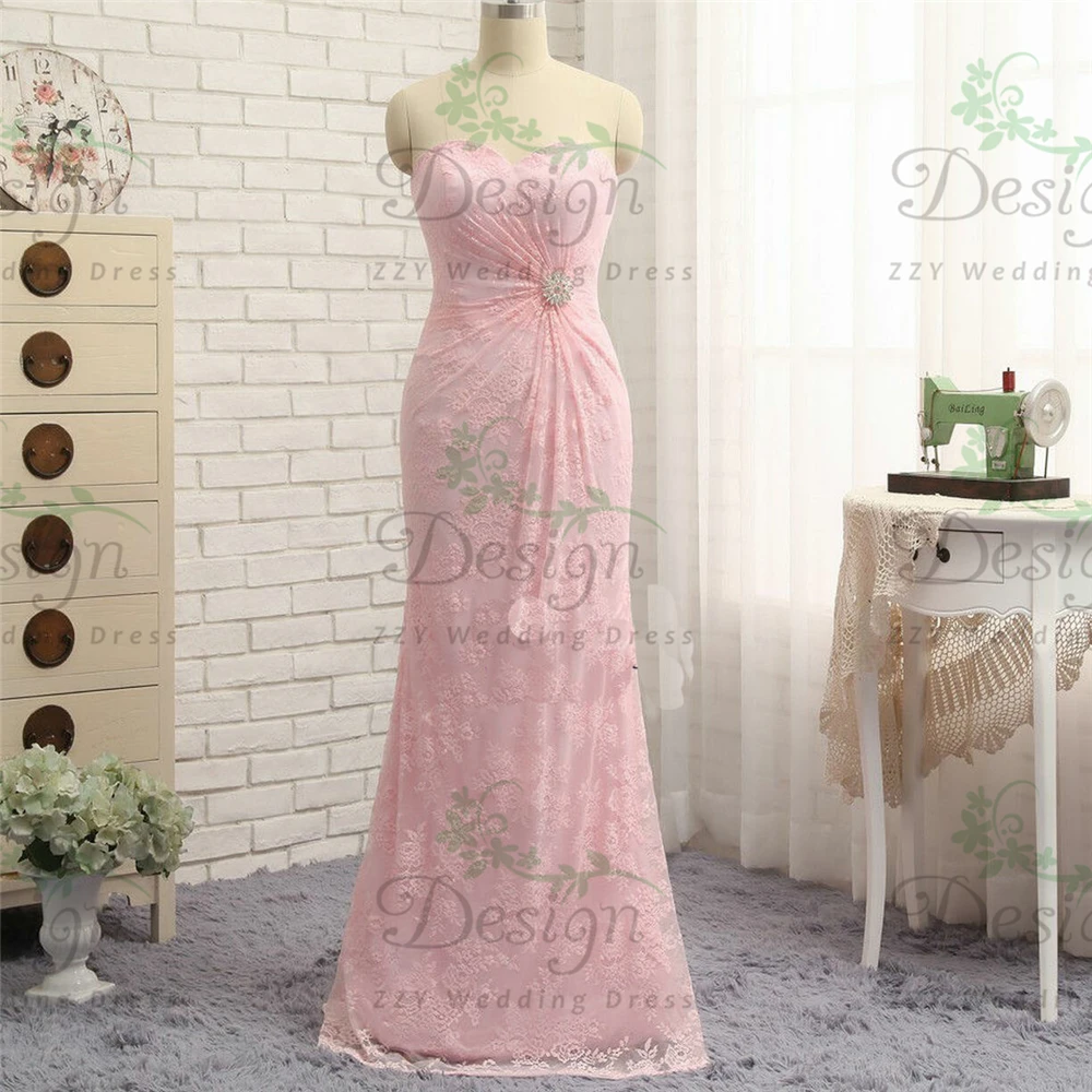 

Exquisite Pink Lace Sweetheart Neckline Crystals Ruffles Sweep Train Vestido De Fiesta De Boda Dresses Women Plus Size Sexy