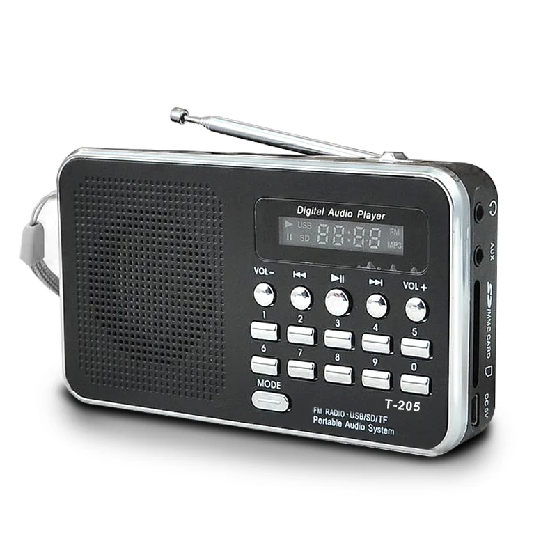 Портативный мини Am Fm радио стерео динамик Поддержка Sd/Tf карта с Usb (черный) |