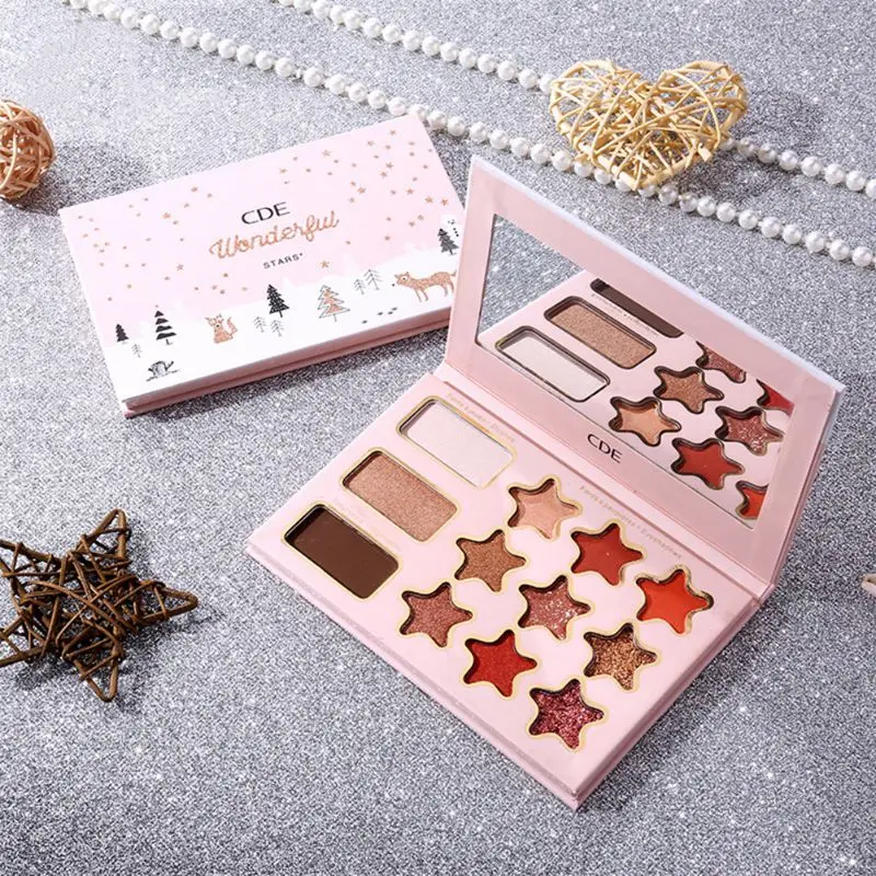 Рождественская палитра теней для век 12 цветов стойкие водостойкие устойчивые