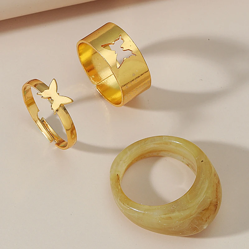 

Vintage Butterfly Rings For Women Men Lover Couple Ring Set Open Cuff Engagement Wedding Rings Adjustable Jewelry Bague