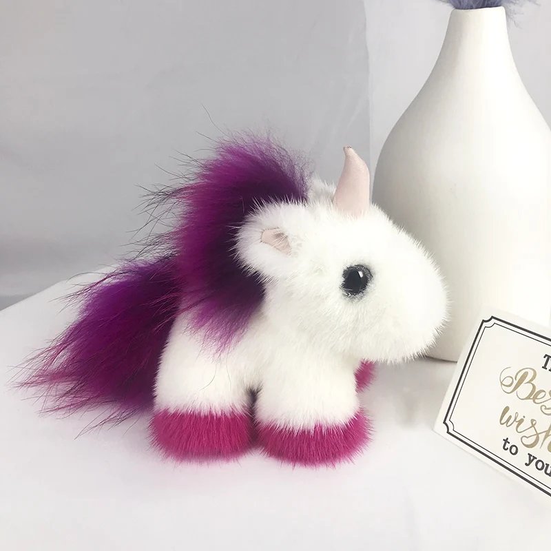 

Cute cartoon mink fur fantasy animal plush keychain ladies handbags pendant keychain puppet soft toy gift