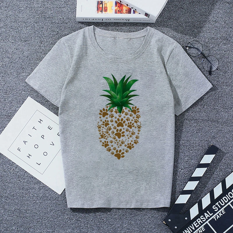 6041632 Футболка с принтом серая Повседневная Уличная мода футболки| |