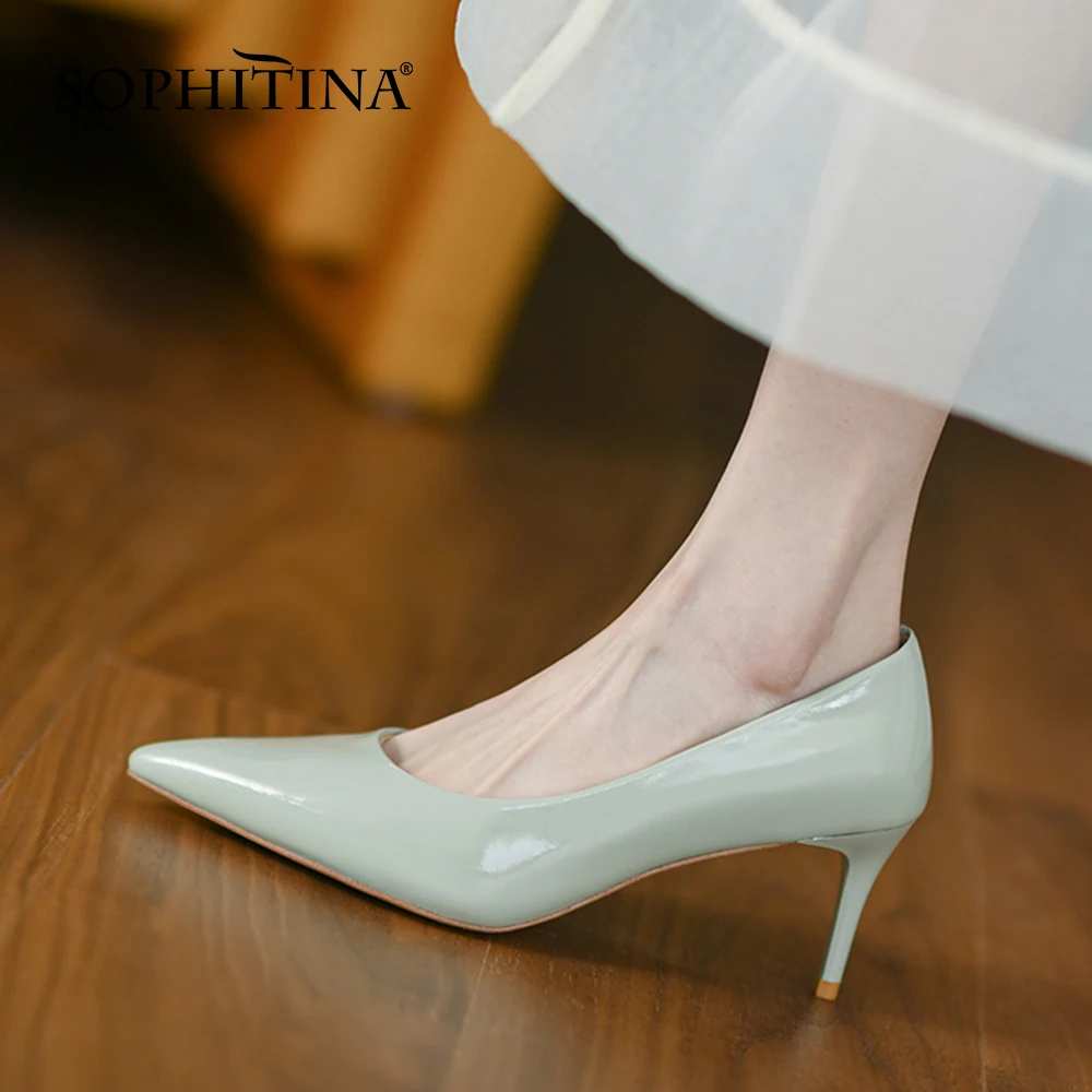 

Женские туфли-лодочки SOPHITINA, заостренный носок, высокий каблук, кожа, для работы, для взрослых, NO502