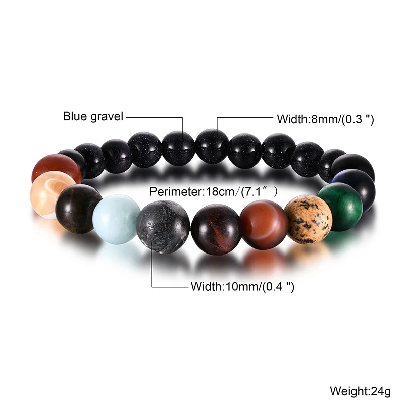 

Vnox Mens Bracelet Jewelry, 8mm Rock Stones Beads Release Anxiety Bracelets for Women, Stress Relief Wristband Gifts Accessory