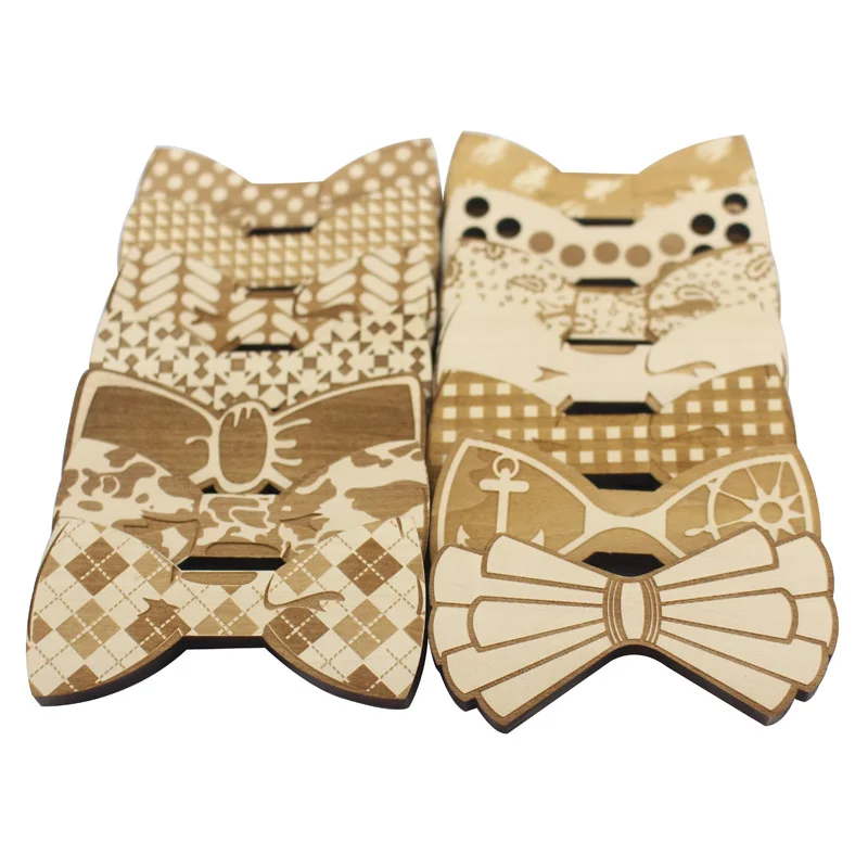 Оригинальный деревянный галстук-бабочка для мужчин модный резной цветочный