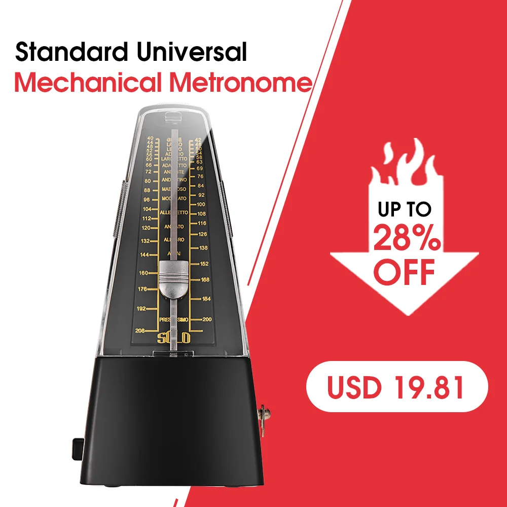 Стандартный Универсальный механический метроном из АБС-пластика для гитары
