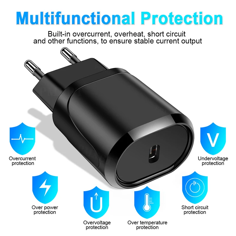

EU Plug PD USB Charger 18W 3A Quik Charge 3.0 Mobile Phone Charger For iPhone 11 Samsung Huawei Xiaomi Laptop Fast Wall Chargers