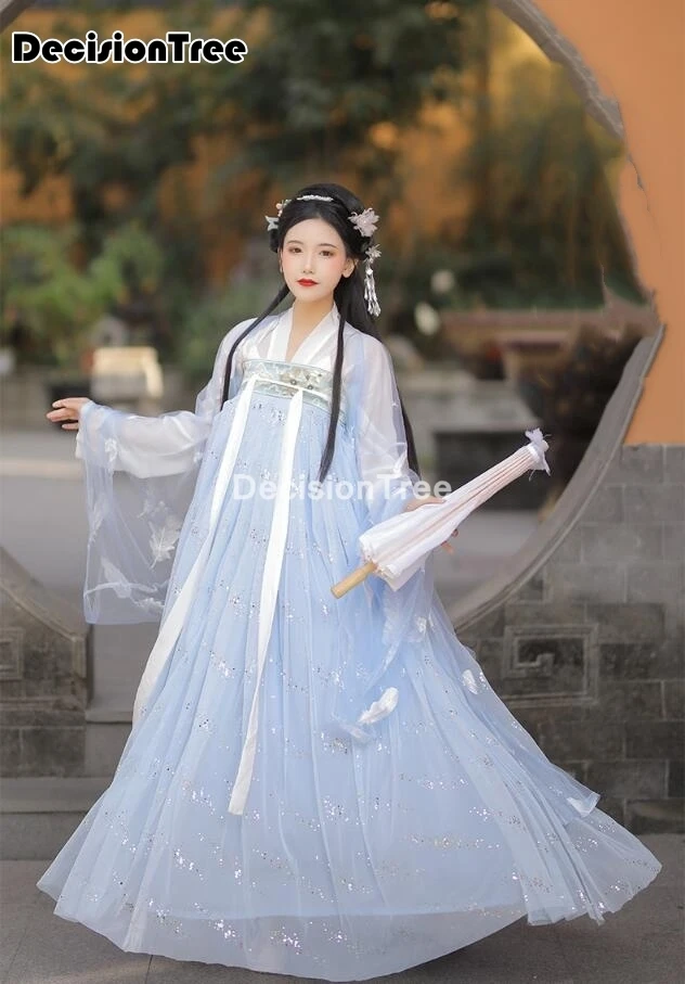 

2023 chinese dress oriental style women's hanfu costume embroidered traditional chinese fairy beautiful dance hanfu stage wear