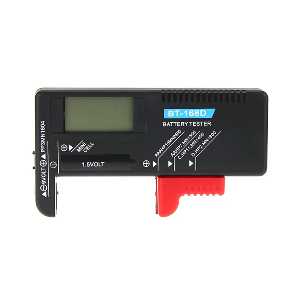 

Digital Battery Tester Detector Capacity Diagnostic Tool Volt Checker for AAA AA D 9V 1.5V Button Cell Battery BT-168D