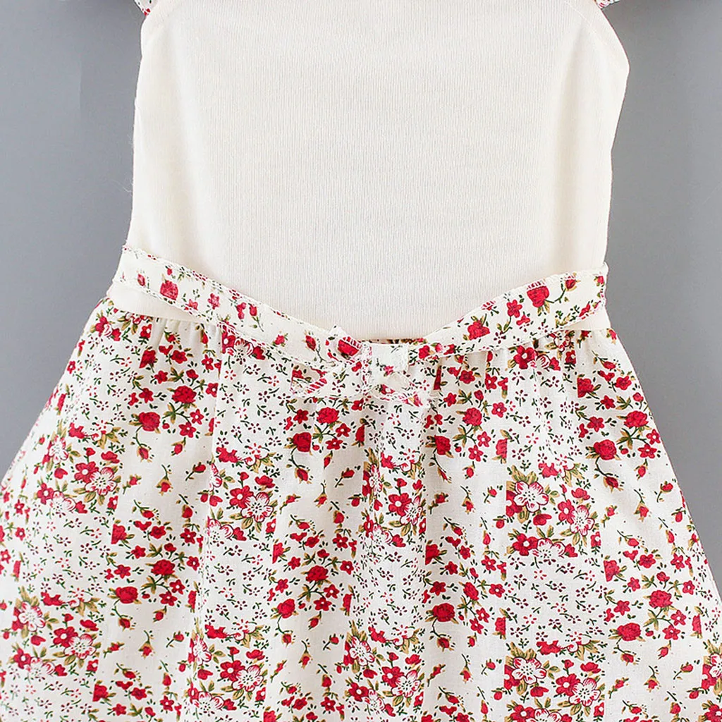 

Baby Girl Clothes Toddler Kids Baby Girls Dress Flower Print Lace Ruffle Princess Dress Brooch Outfits